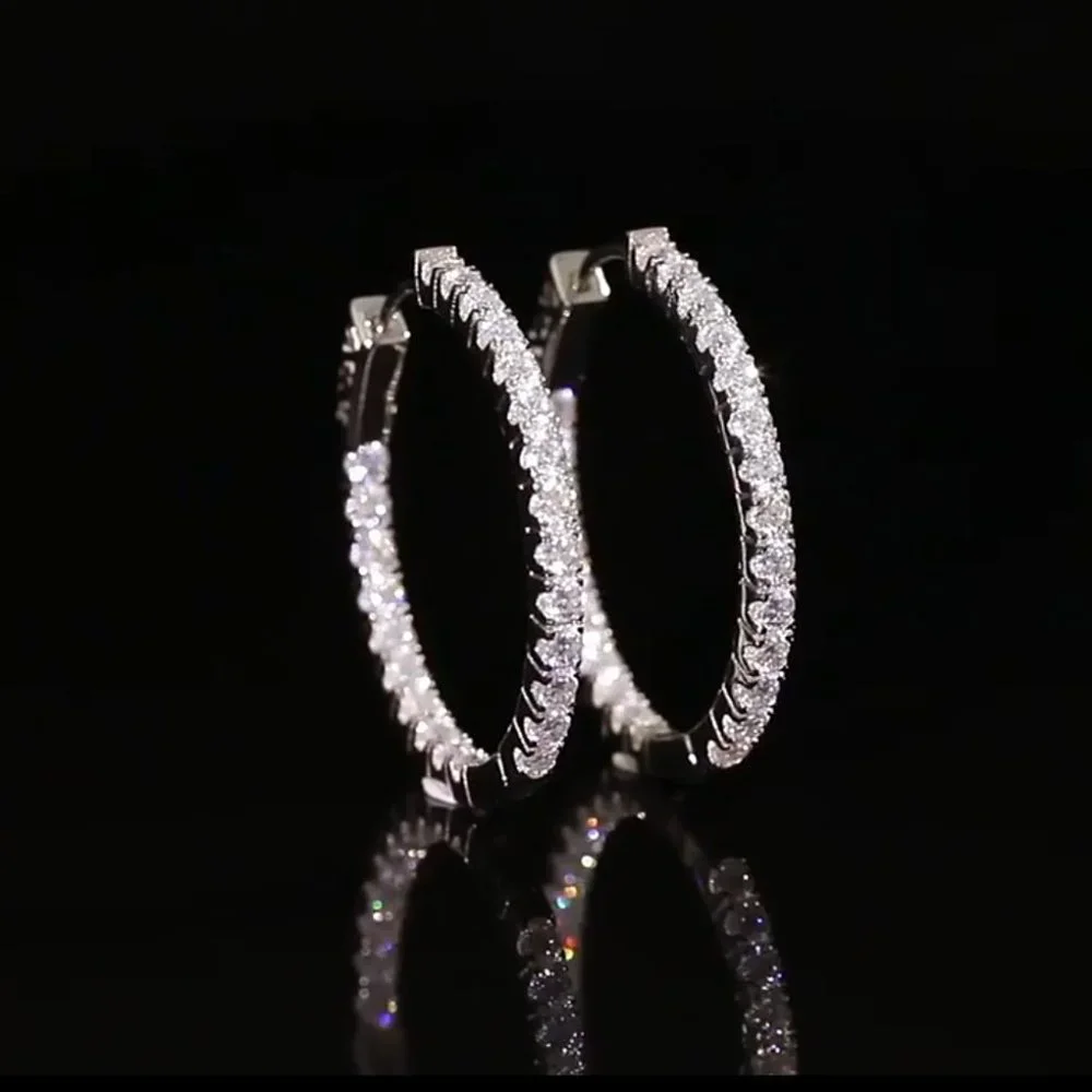Certified 2.88 ct. t.w. Moissanite Diamond Inside Out Hoop Earrings NEW